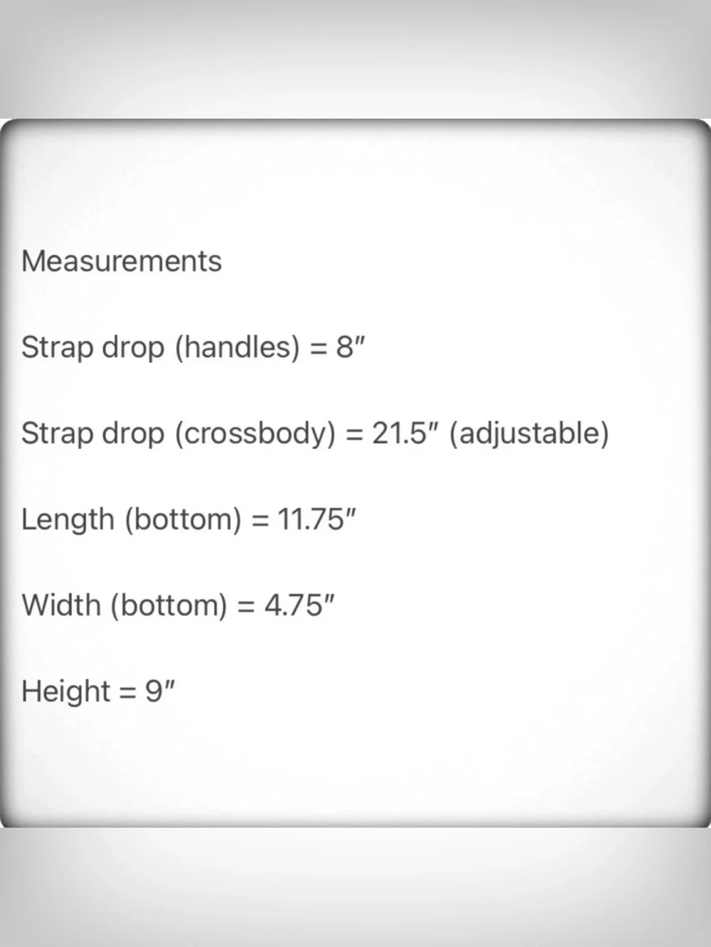 Tory Burch measurements slide
